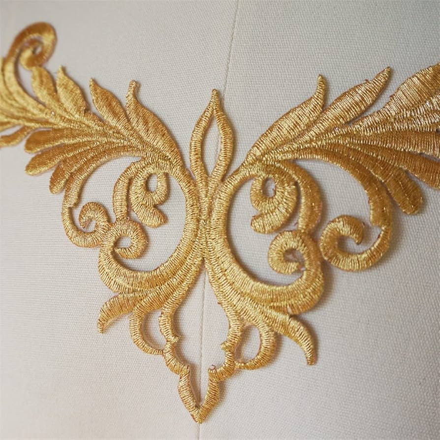 Amazon.co.jp: zjgyg 金のアップリケ刺繍入りブライダルガウン